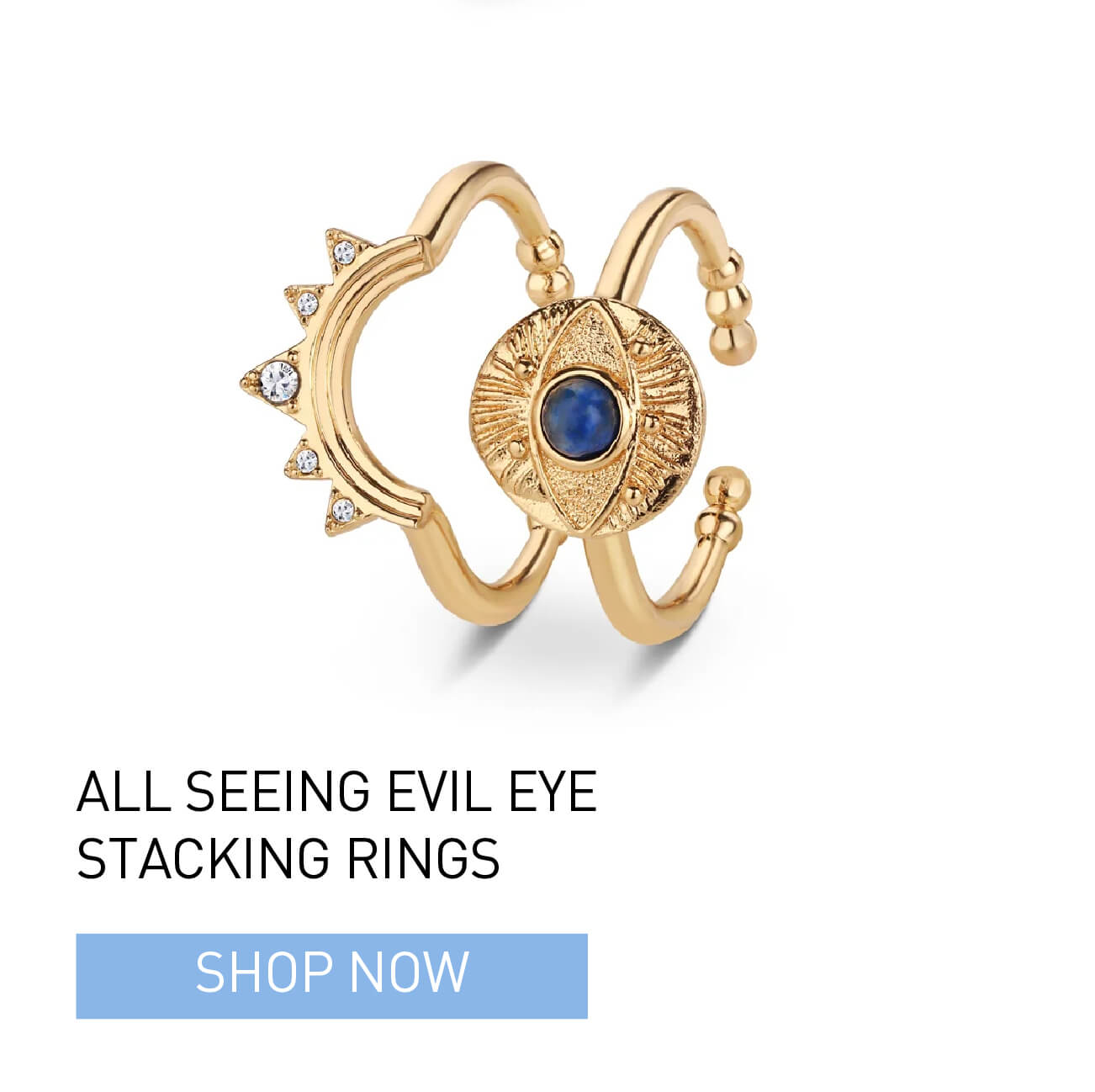 All Seeing Evil Eye Stacking Rings