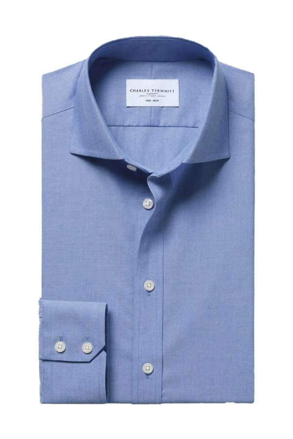 Non-Iron Stretch Poplin Shirt – Mid Blue