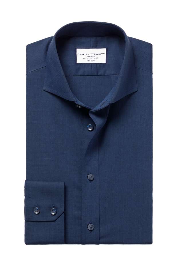 Non-Iron Stretch Poplin Shirt - Royal Blue