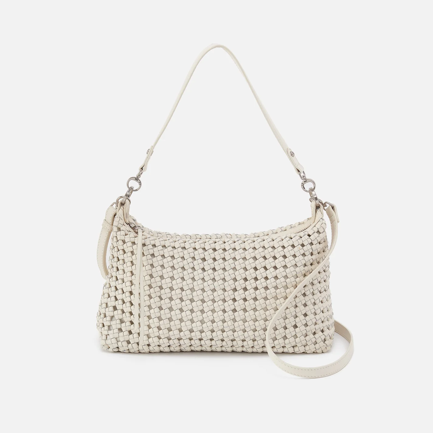 Image of Avon Shoulder Bag in Woven Leather - Whitecap
