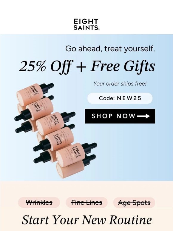 25% off + free gifts + free shipping