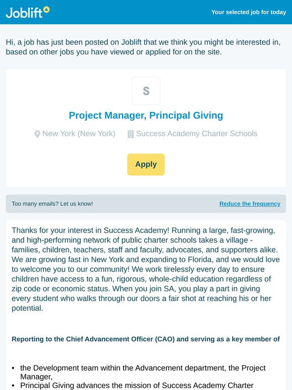 A new job highlight at Success Academy Charter Schools