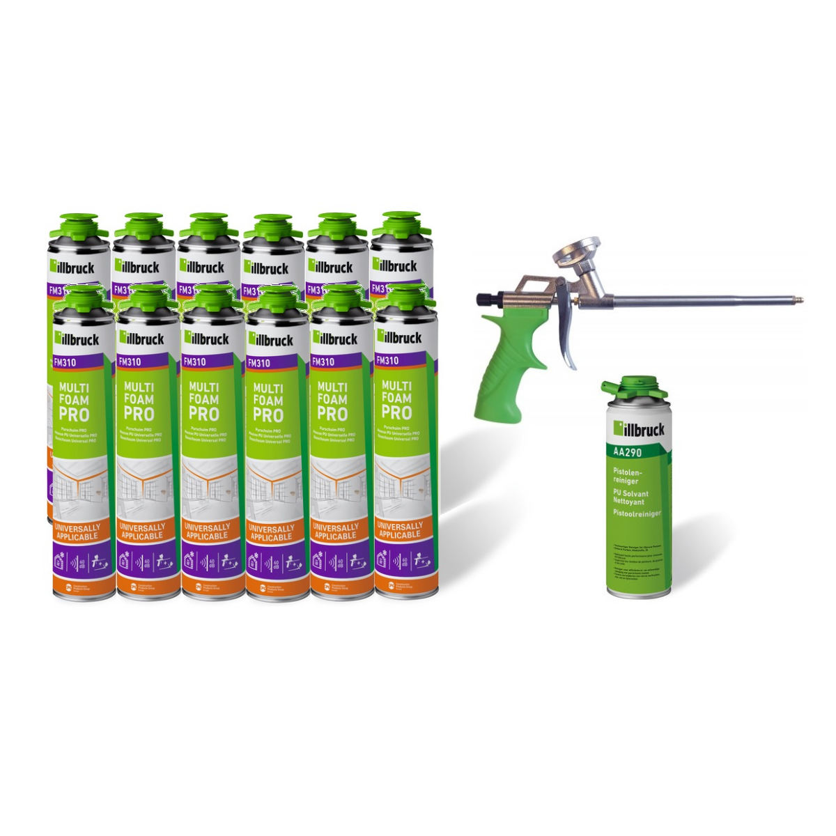 Illbruck PUR Super Set inclusief pistool, reiniger en 12x FM310