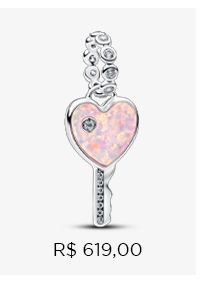 Charm Prata Pendente Chave Do Coracao Rosa