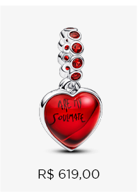 Charm Prata Pendente Coracao Vermelho