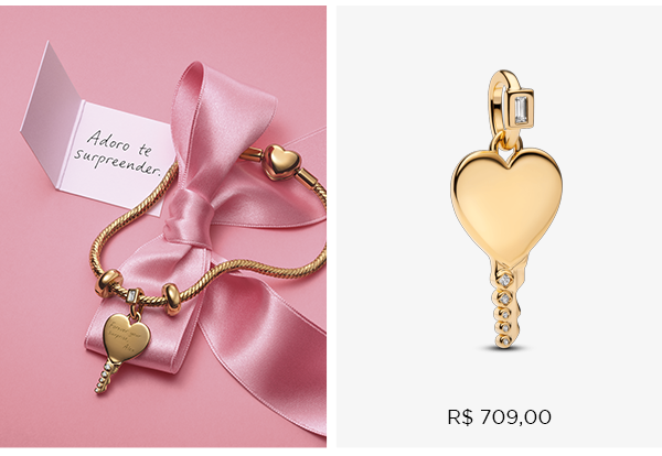 Charm Pendente Chave Do Coracao Gravavel