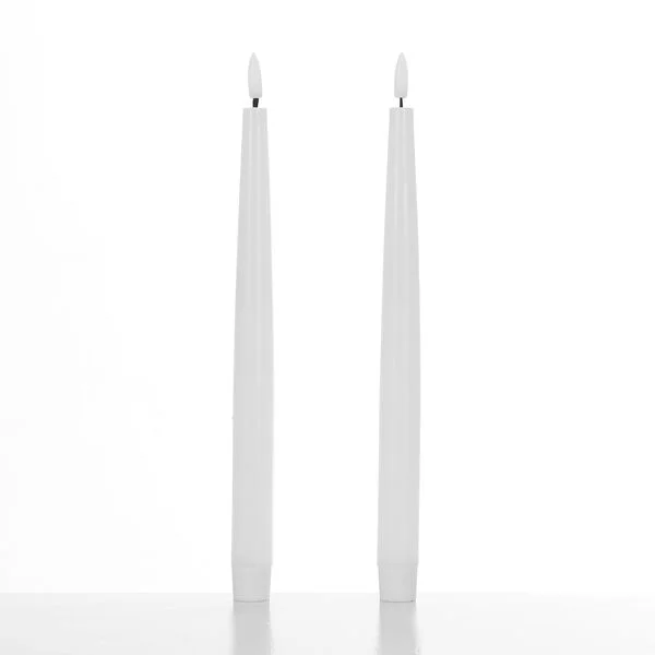 2 x Real Wax Flickering LED Taper Candle 29.5cm