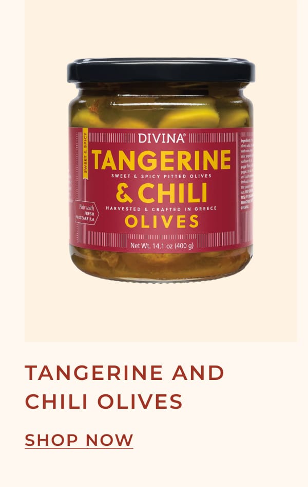 Tangerine and Chili Olives | [ SHOP NOW ]