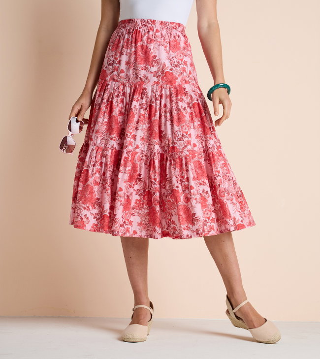 Tiered Print Cotton Skirt - LP398