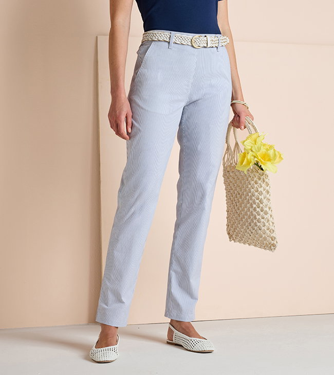 Stripe Cotton Chino Pull On Trouser - LT334