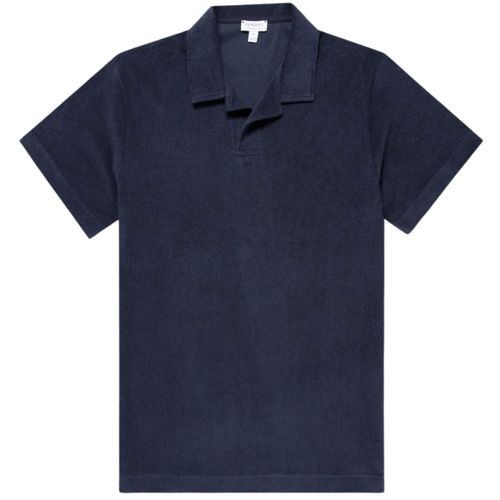 Sunspel Towelling Polo Shirt - Navy