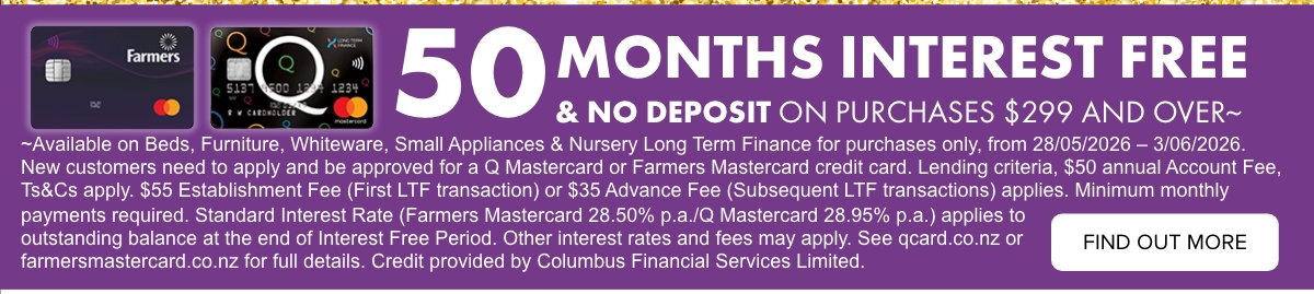 50 months interest free & no deposit on purchases $299 and over~