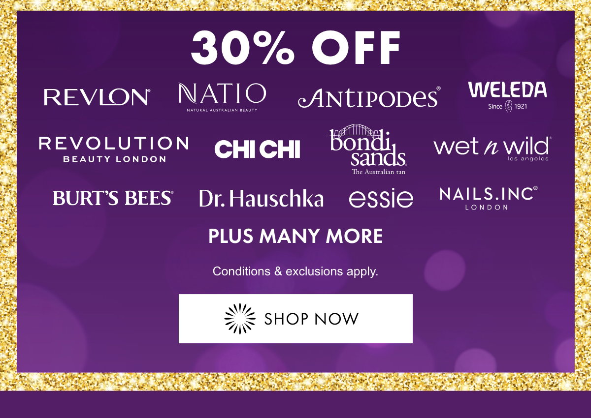 30% OFF selected Beauty Brands