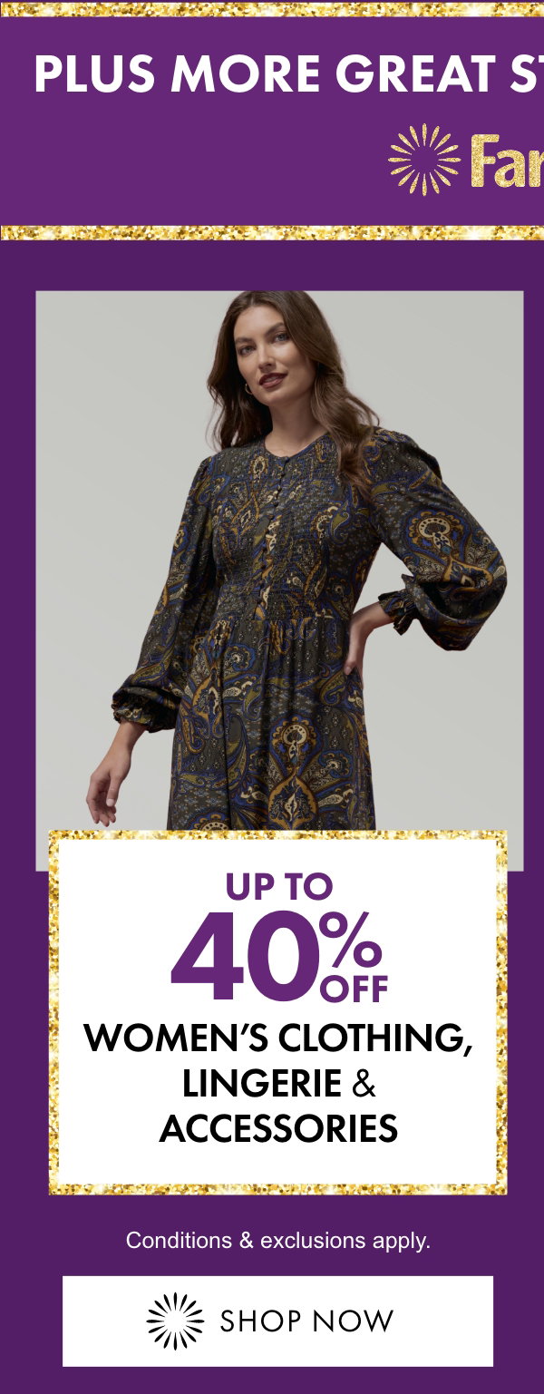Up to 40% OFF Women's Clothing, Lingerie & Accessories