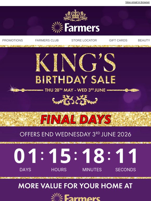 King’s Birthday Sale ends Wednesday!