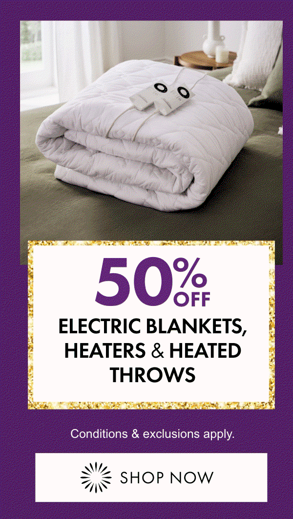 50% OFF Electric Blankets, Heaters & Heated Throws