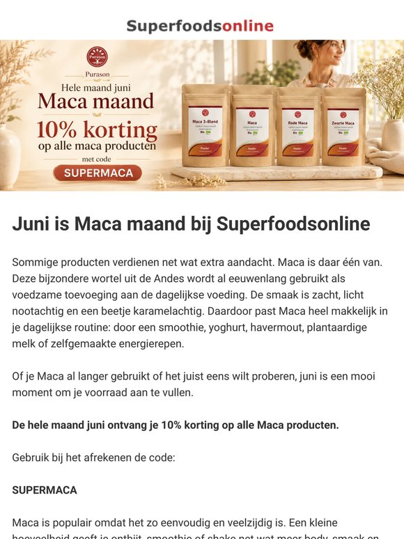 Maca in je dagelijkse routine? Deze maand met 10% korting