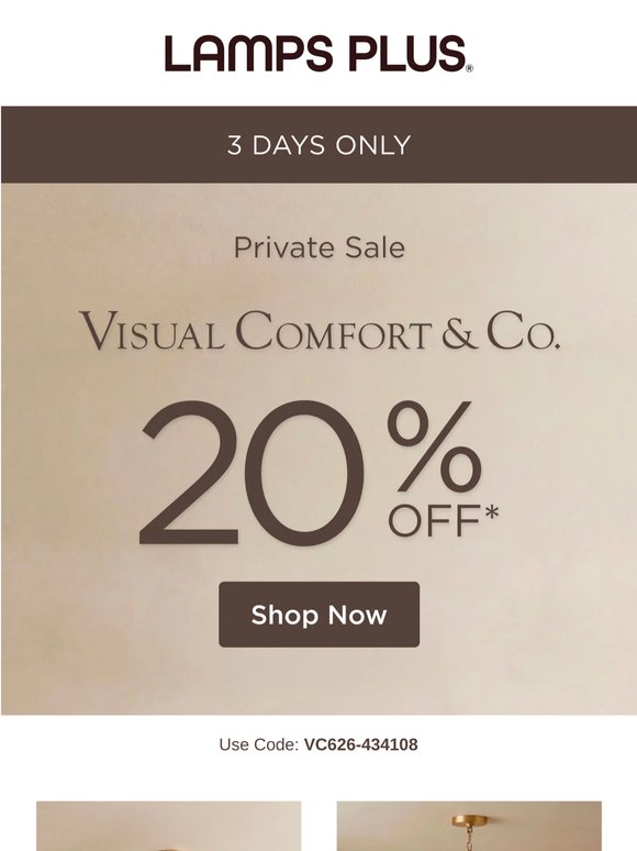 📣PRIVATE Sale! 20% Off* Visual Comfort & Co Lighting & Fans