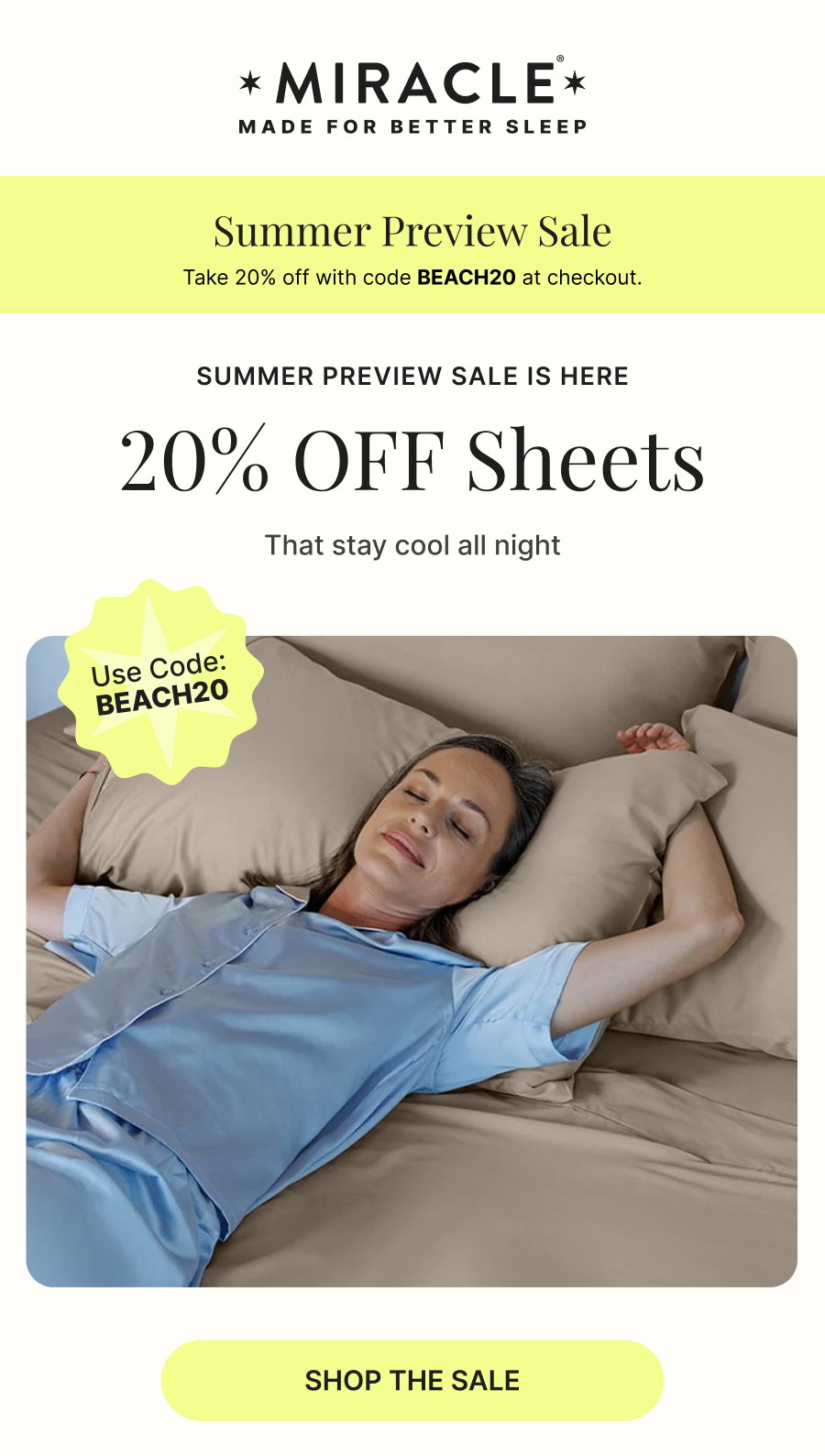 Summer Preview Sale 20% Off Sheets