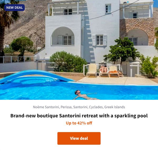 Brand-new boutique Santorini retreat with a sparkling pool