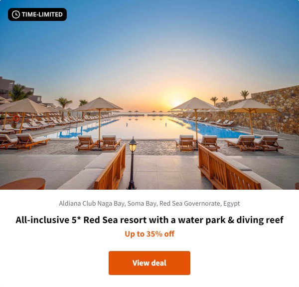 All-inclusive 5* Red Sea resort with a water park & diving reef