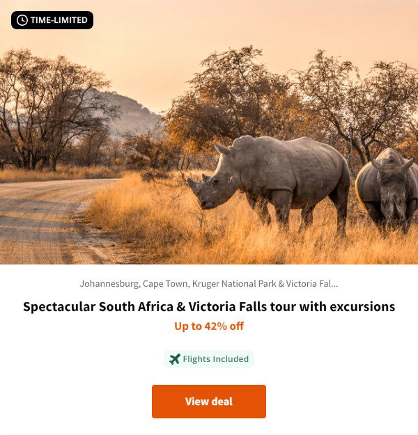 Spectacular South Africa & Victoria Falls tour with excursions