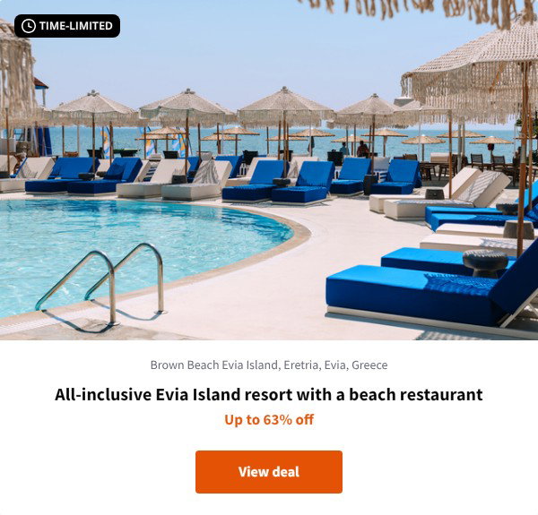 All-inclusive Evia Island resort with a beach restaurant