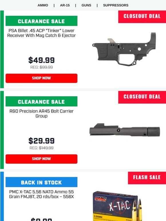 Closeout PSA .45 ACP "Tinker" Lowers For $49.99!