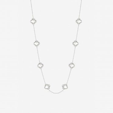 Inicio 925 Sterling Silver Plated Crystal Clover Necklace - Gift Pouch