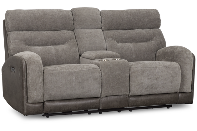 Travis Gray Fabric Power Reclining Console Loveseat