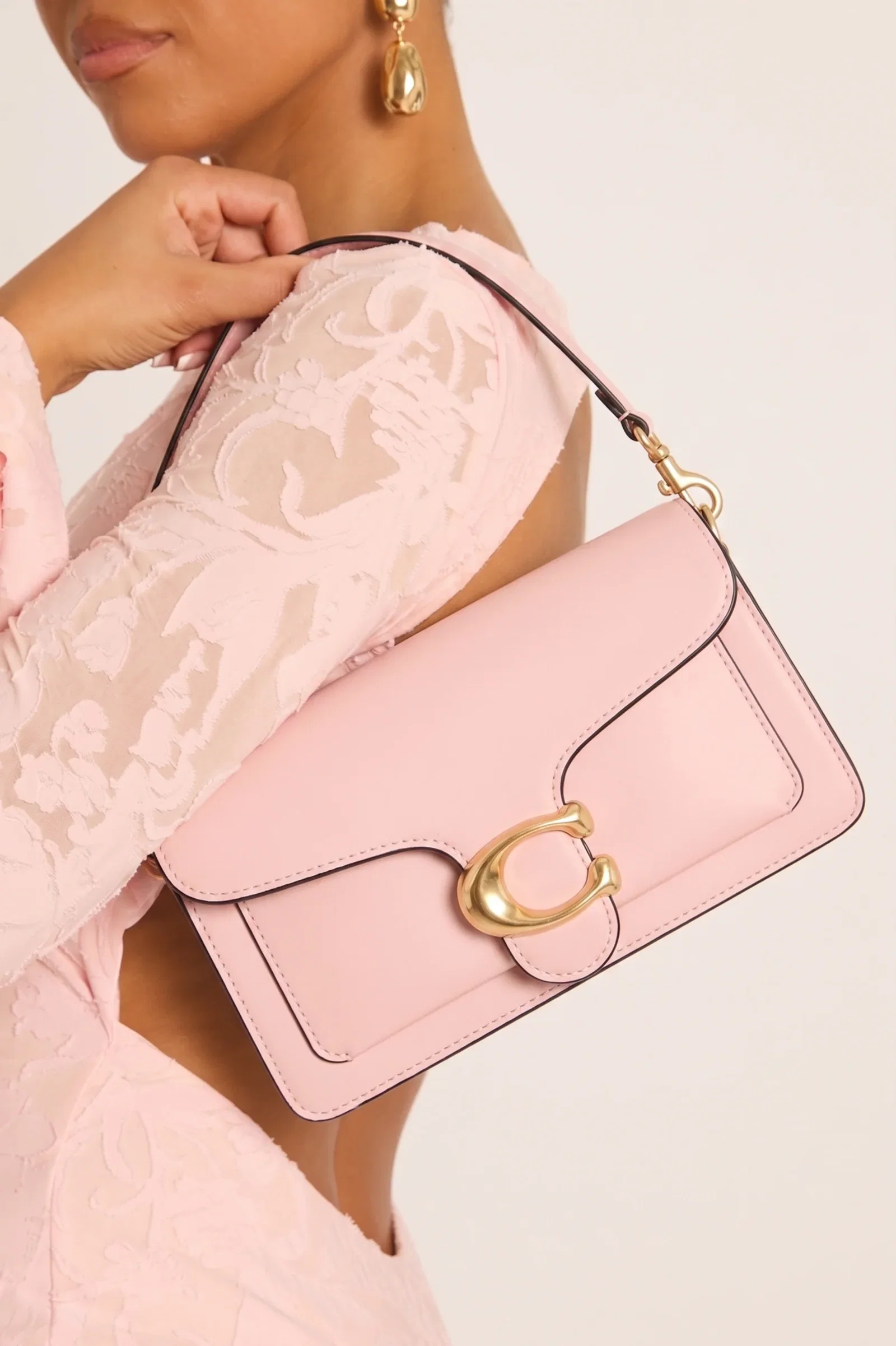 Image of Pink Faux Leather Shoulder Strap Bag - Karoline