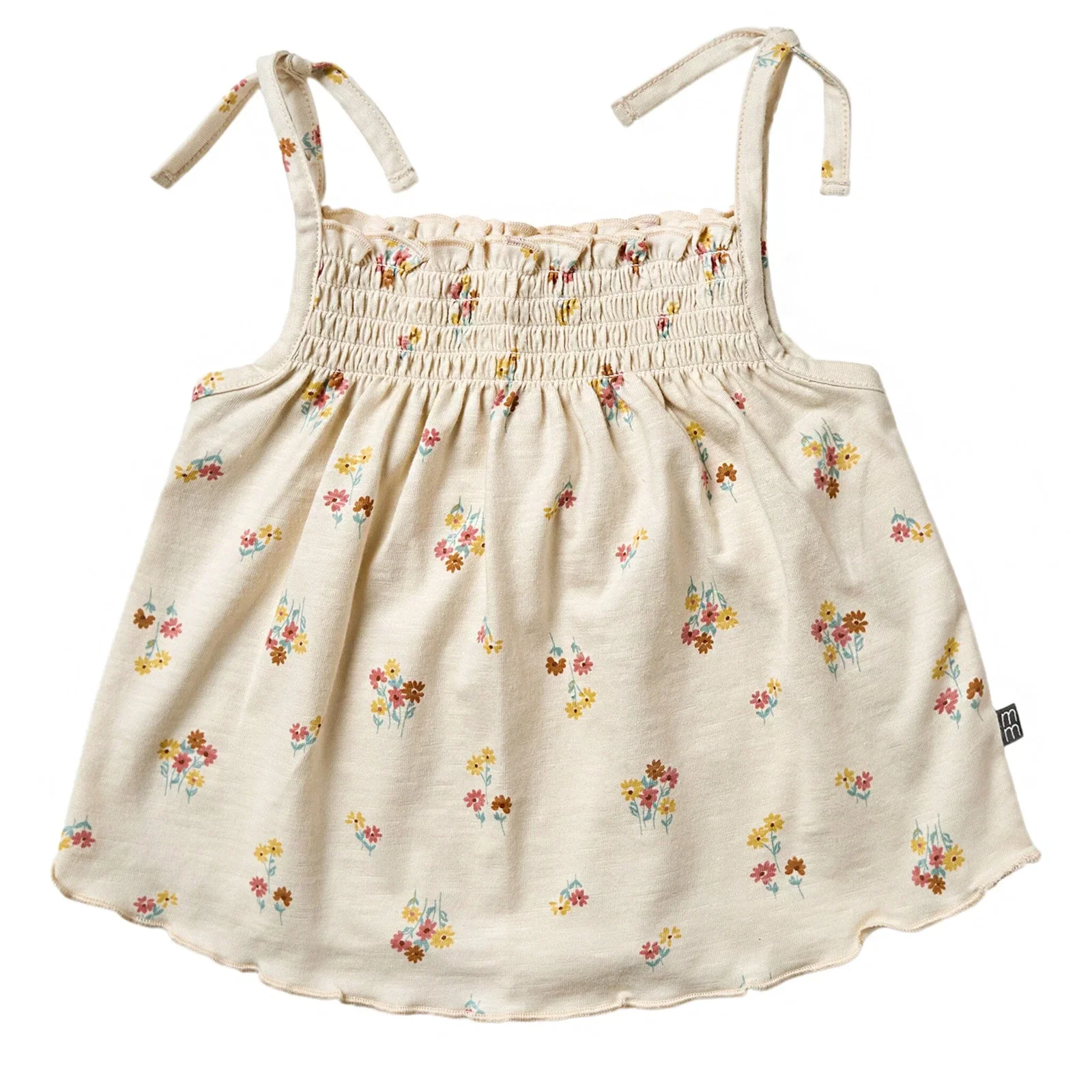 Infant & Toddler Girls Light Beige Flowers Smocked Sleeveless Top