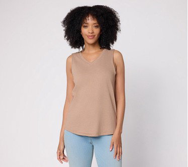 AnyBody Heather Jersey V-Neck Tank Top