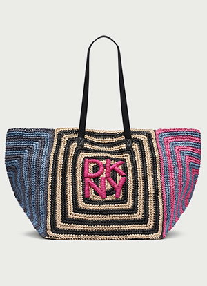 PALOMA CROCHET STRAW LOGO TOTE