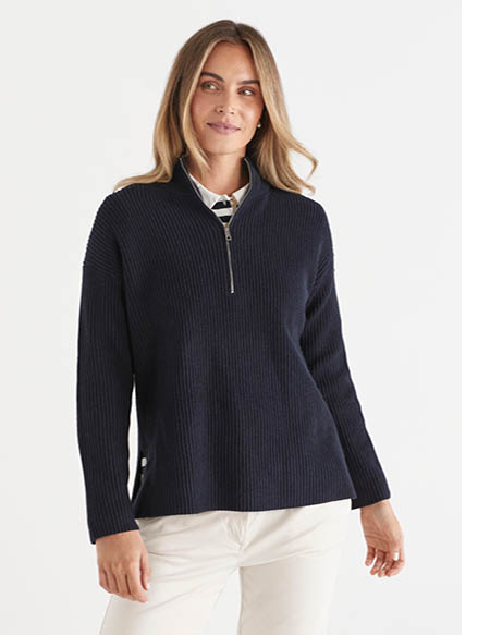 Ribbed Quarter Zip Jumper