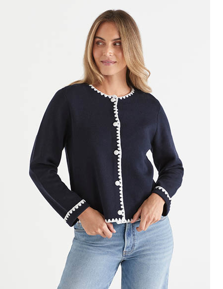 Contrast Stitch Detail Cardigan