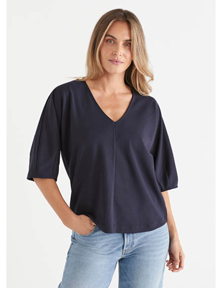 V Neck Dolman Short Sleeve Top