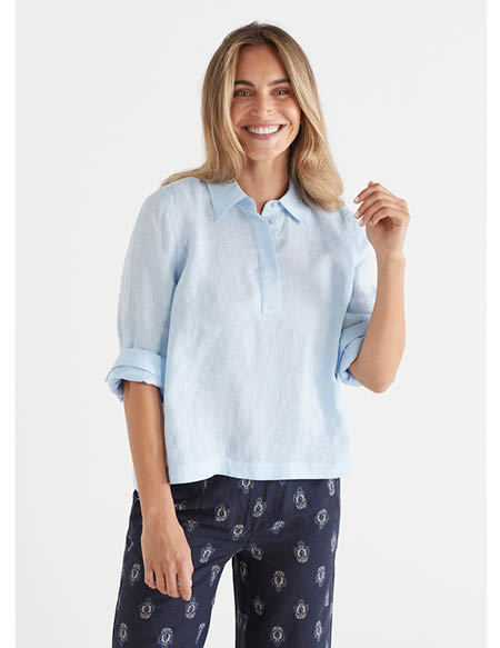 Linen Popover Long Sleeve Shirt