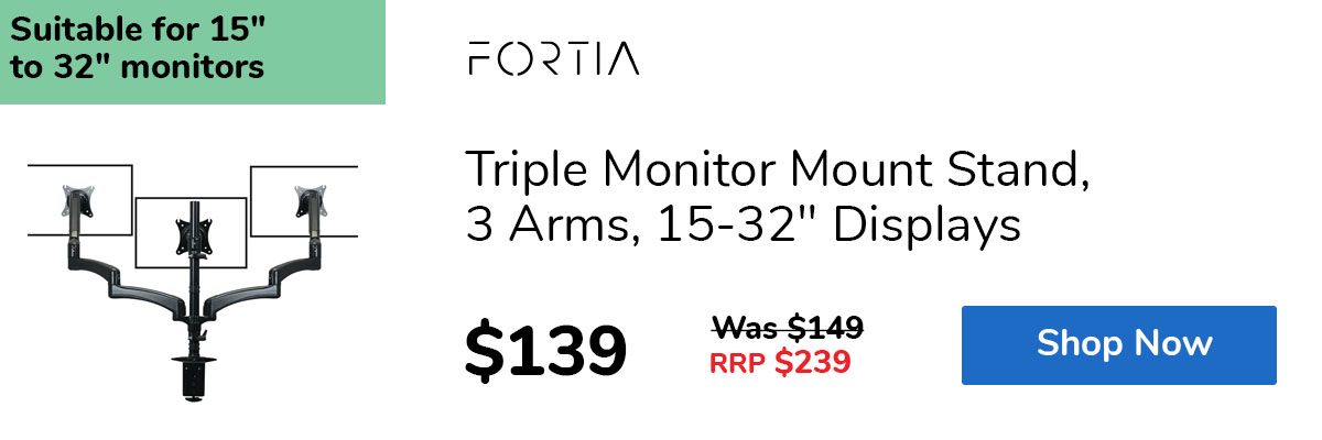 Triple Monitor Mount Stand, 3 Arms, 15-32" Displays