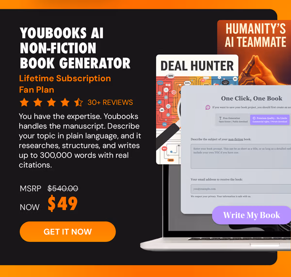 Youbooks AI Non-Fiction Book Generator: (Fan Plan) Lifetime Subscriptions