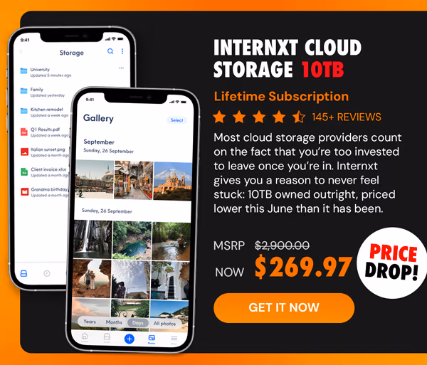 Internxt Cloud Storage Lifetime Subscription: 10TB Plan