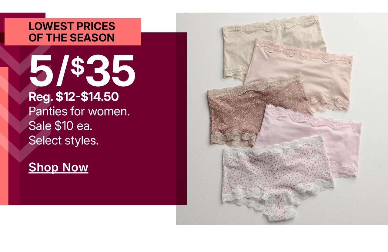 5/$35 panties for women