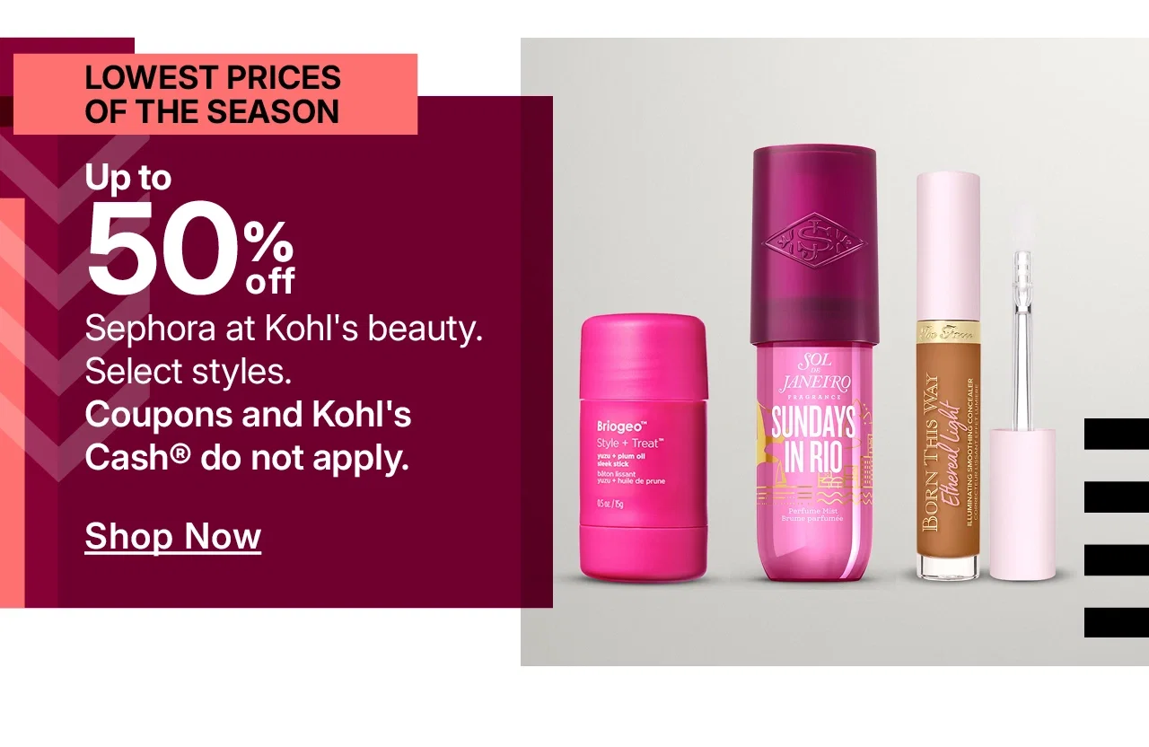 up to 50% off sephora at kohl's beauty