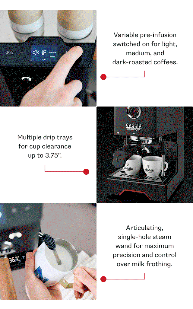 Alternate grid of imagery and features for the Gaggia Classic UP
