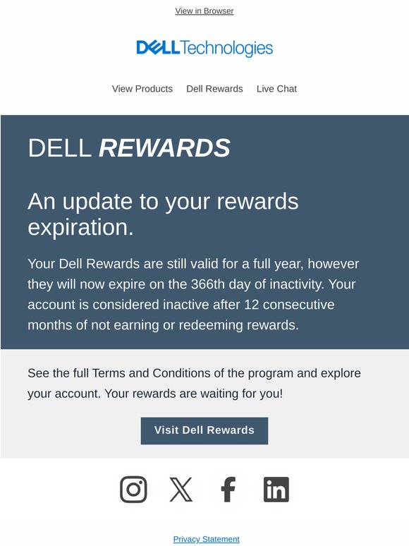 Important update regarding your Dell Rewards