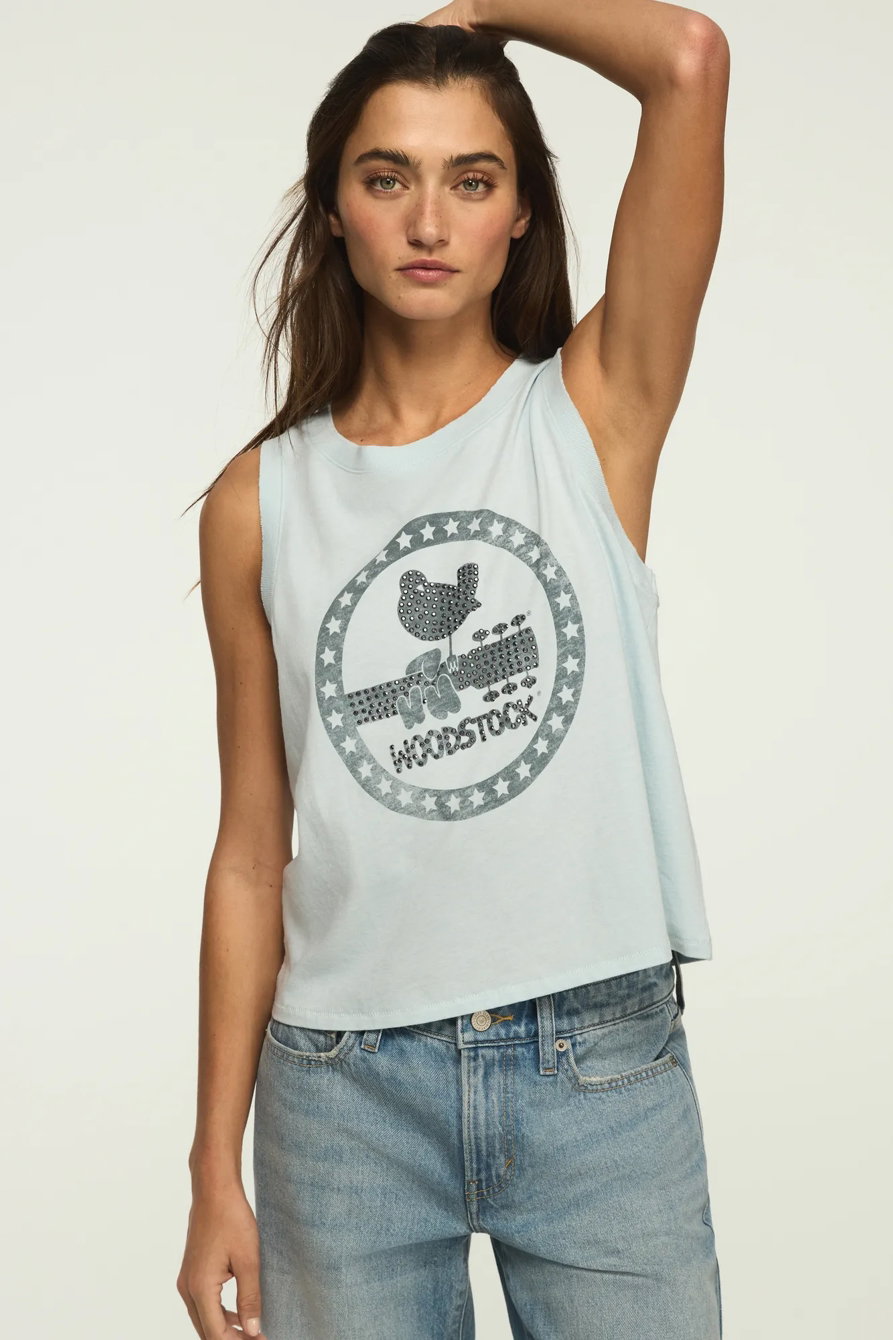 Image of Lucky Brand Woodstock Muscle Tank - Women's Clothing Tops Tank Top in Starlight Blue