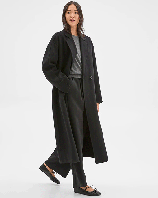 Preview wool blend double breasted cocoon coat