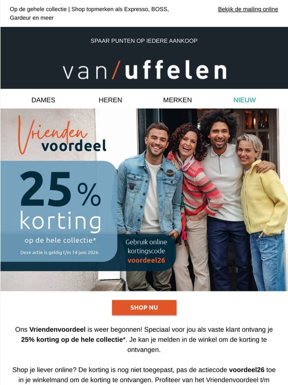 25% korting speciaal voor jou als vaste klant tijdens ons Vriendenvoordeel