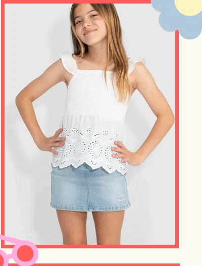 Eyelet Peplum Tank