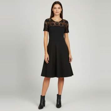 Black Jersey Short Sleeve Midi